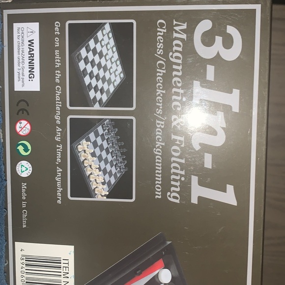 3 in 1 chess/checkers/backgammon. Never used brand new comes with box. - Picture 2 of 3